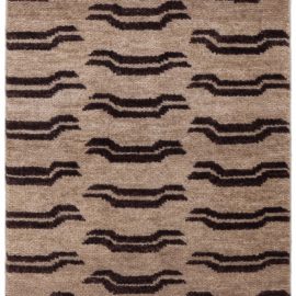 Contemporary Animal Geometric Warm Tan With Brown Hand-Knotted Wool Carpet “Tiger” N12685