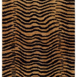Modern Abstract Animal Brown With Jet Black Handmade Wool Rug “Auronyx” N12688