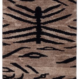 Modern Abstract Animal Brown With Jet Black Hand-Knotted Wool Rug “Frondoir” N12690