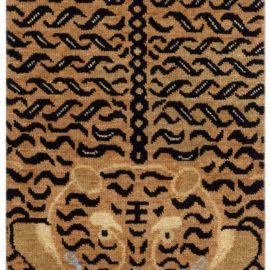 “Aureus” Modern Animal Golden Tan With Black Handmade Wool Rug N12691