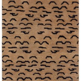 Animal Modern Geometric Brown Handmade Wool Rug “Petroglyph” N12699