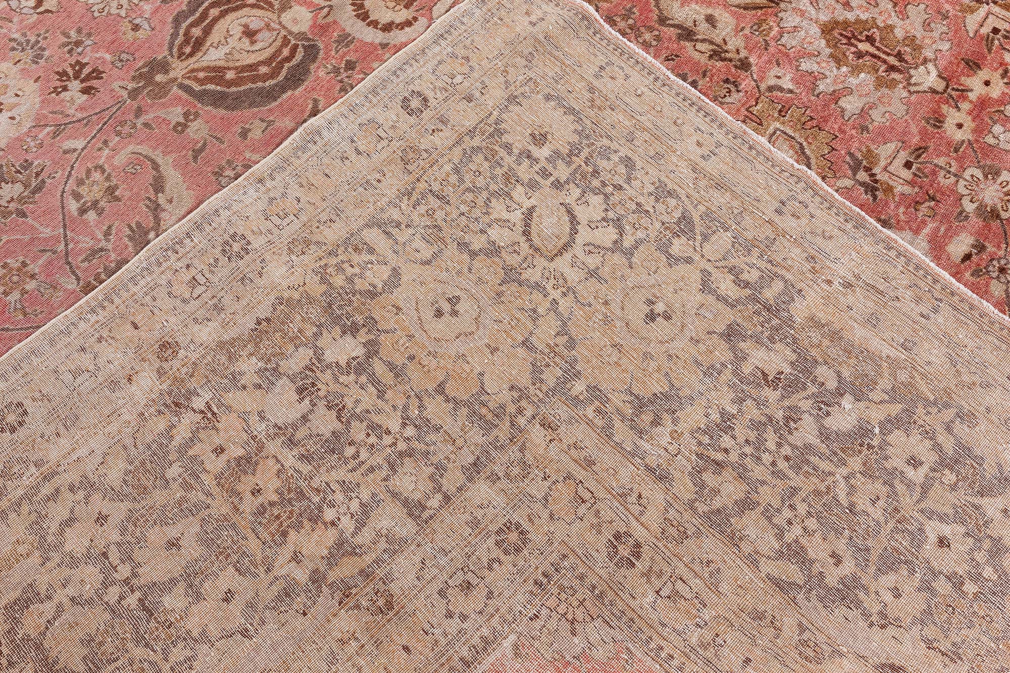 Antique Tabriz Persian Allover Floral Light Beige Hand-Knotted Wool Rug – Circa 1920 BB8412 Antique Tabriz Persian Allover Floral Light Beige Hand-Knotted Wool Rug – Circa 1920 BB8412