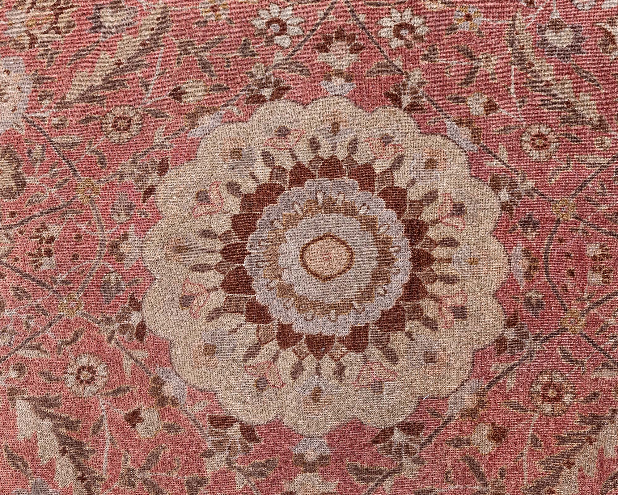 Antique Tabriz Persian Allover Floral Light Beige Hand-Knotted Wool Rug – Circa 1920 BB8412 Antique Tabriz Persian Allover Floral Light Beige Hand-Knotted Wool Rug – Circa 1920 BB8412