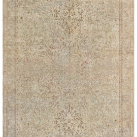 Antique Indian Allover Floral Soft Beige Hand-Knotted Wool Rug – Circa 1920 BB8415