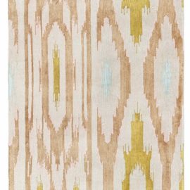 Contemporary Tribal Ikat Medallion Cream Hand-Knotted Runner “Nomade” N12742