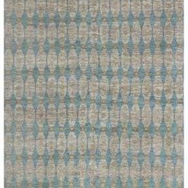 Scandinavian Contemporary Interlocking Ellipse Pattern Light Beige Handmade Wool Carpet “Ocella” N12723