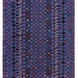 Vintage Scandinavian Geometric Blue Flatweave Wool Rug by Märta Måås-Fjetterström, AB MMF BB8499
