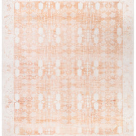 Antique Agra Indian Allover Floral Ivory And Blush Hand-Knotted Cotton Carpet – Circa 1920 BB8511