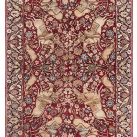 Antique Kirman Persian Allover Floral Warm Tan Hand-Knotted Wool Runner – Circa 1900 (Fragment) BB8449