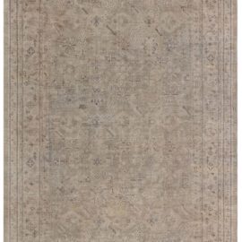Antique Oushak Turkish Floral Allover Classic Taupe Hand-Knotted Wool Rug – Circa 1920 (Size Adjusted) BB8498