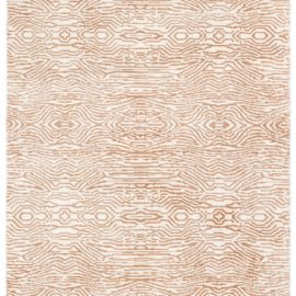 Contemporary Abstract Light Beige With Warm Tan Handmade Silk Carpet “Contoura” N12746