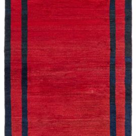 Vintage French Art Deco Geometric Crimson Hand-Knotted Wool Runner BB8463
