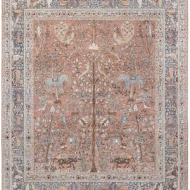 Antique Meshad Persian Allover Warm Tan Hand-Knotted Wool Carpet – Circa 1920 BB8556