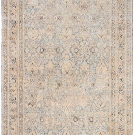 Meshad Persian Antique Allover Floral Pale Sand Hand-Knotted Wool Rug – Circa 1900 (Size Adjusted) BB8557