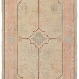 Irish Arts & Crafts Vintage Floral Soft Beige Hand-Knotted Wool Rug Gavin Morton BB8552