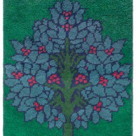 Irish Arts & Crafts Vintage Floral Emerald With Slate Blue Hand-Knotted Wool Rug By C.F.A. Voysey (Fragment) BB8545