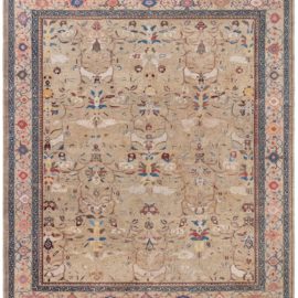 Antique Sultanabad Persian Floral Allover Warm Tan Hand-Knotted Wool Rug – Circa 1930 BB8553