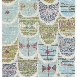 “Semilune” Modern Scandinavian Geometric Slate Gray Handmade Wool Runner N12762