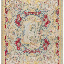 Antique Aubusson French Floral Allover Cream Hand-Knotted Wool Rug – Circa 1980 By Galerie Chevalier – “Garden Of Eden” BB8542