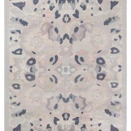 Vintage French Art Deco Floral Light Gray Hand-Knotted Wool Rug BB8555