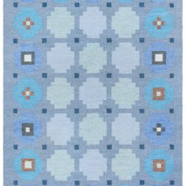 Vintage Swedish Geometric Light Gray Flatweave Wool Rug BB8536