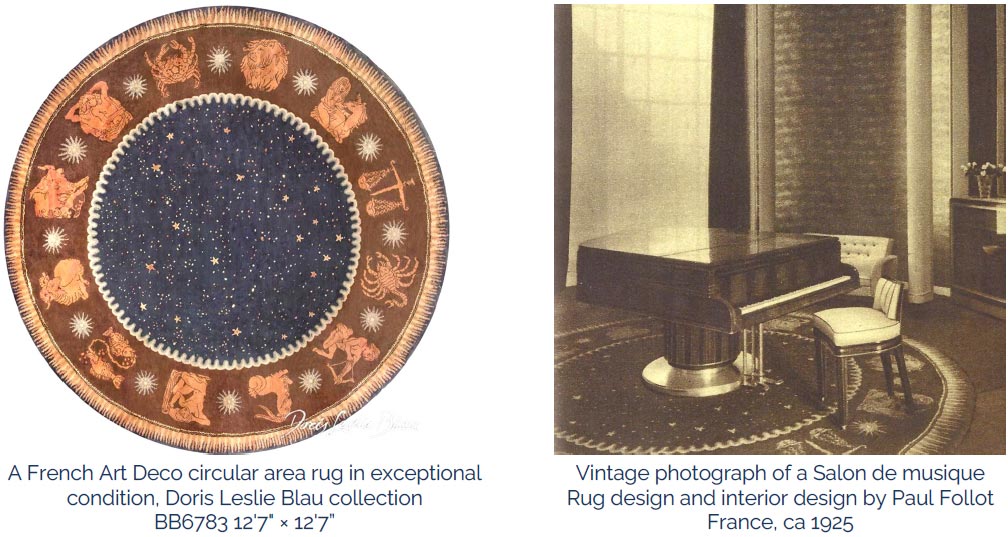 A French Art Deco circular area rug in exceptional condition, Doris Leslie Blau collection BB6783 12'7" × 12'7”