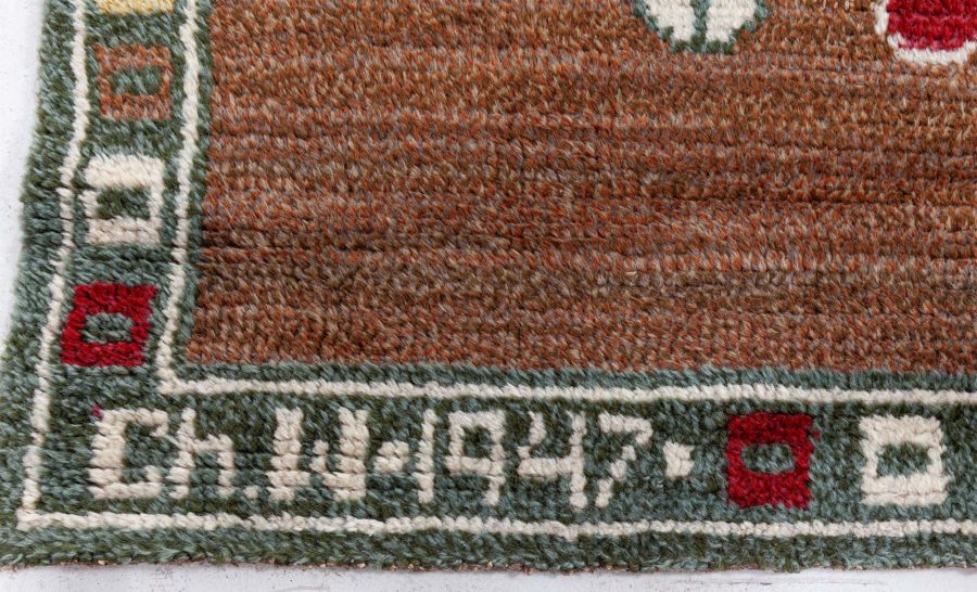 Swedish Pile Rug With Initials Ch W BB8608