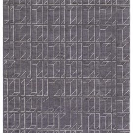 Modern Geometric Oversized Slate Gray Hand-Knotted Wool & Silk Rug “Vantage” N12782
