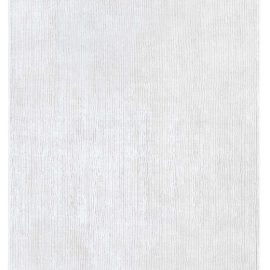 Contemporary Hand-Knotted Solid Soft White Handmade Silk Runner “Liminal” N12785