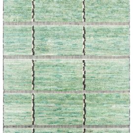 Geometric Modern Mint Lace-Grid Handmade Runner “Verdelace” N12784