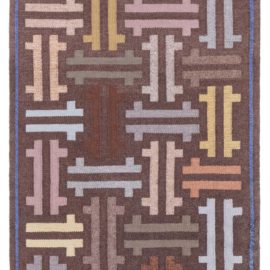 Vintage Scandinavian Geometric Slate Gray Flatweave Wool Runner BB8614
