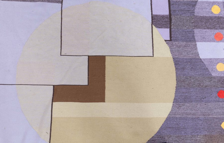 Deco Flat Weave Runner Inspired by Frank Lloyd Wright Design N12796