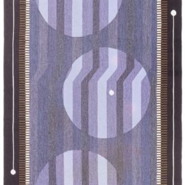 Contemporary Art Deco Geometric Cream Beige Flatweave Wool Runner “Frank” N12796