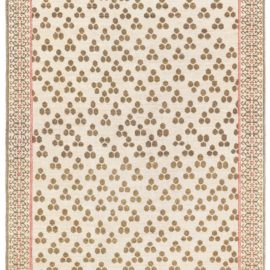 Floral-Style Traditional Soft Beige With Olive Handmade Carpet “Pepita” N12798