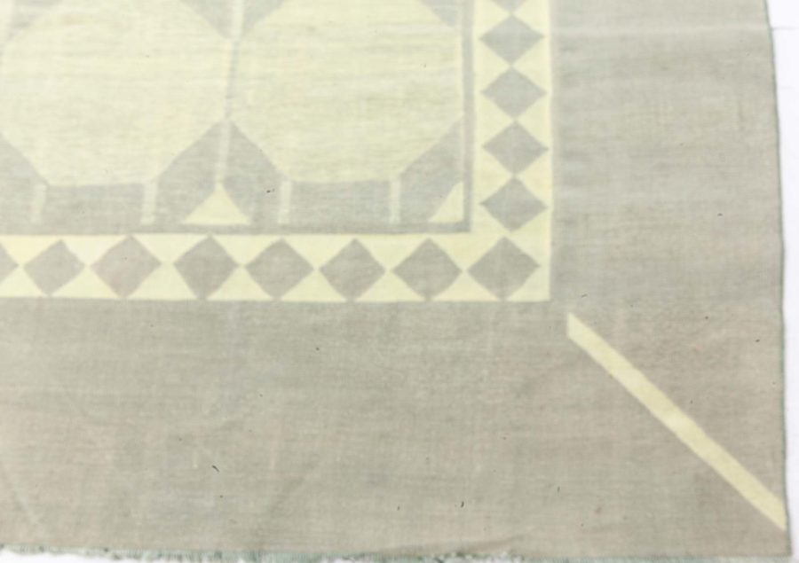 Vintage Indian Dhurrie Rug in Shades of Green and Beige BB8657