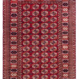 Persian Antique Allover Geometric Warm Tan Hand-Knotted Wool Rug – Circa 1940 Turkmen BB8645