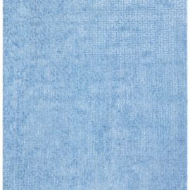 Modern Geometric Grid Light Blue Handmade Silk Rug “Skygrid” N12816