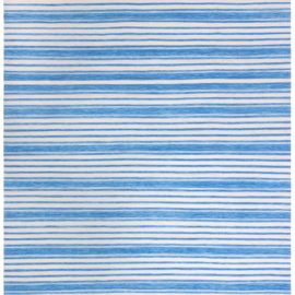 Dhurrie Modern Stripes White And Light Blue Handmade Rug “Lido” N12805