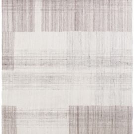 “Prima Primitive” Modern Abstract Geometric Light Beige With Classic Taupe Flatweave Wool Rug N12822