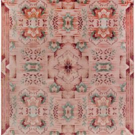 Vintage Chinese Art Deco Abstract Dusty Pink Hand-Knotted Wool Rug BB8698