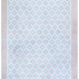 Vintage Indian Dhurrie Geometric Light Blue Flatweave Cotton Rug BB8668