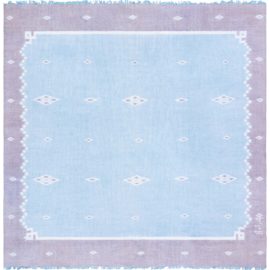 Dhurrie Mid-Century Light Blue Handmade Rug BB8675