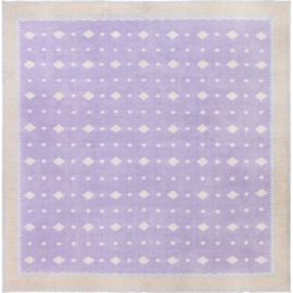 Vintage Indian Dhurrie Geometric Lavender Flatweave Cotton Rug BB8658