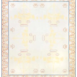 Vintage Indian Dhurrie Floral Light Beige Flatweave Cotton Rug BB8656