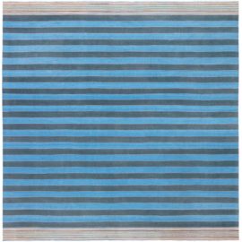 Mid-Century Indian Dhurrie Striped Light Gray Flatweave Cotton Rug BB8654
