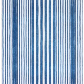 Vintage Indian Dhurrie Striped White And Blue Flatweave Cotton Rug BB8650