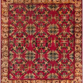 Antique Indian Allover Floral Brown Hand-Knotted Wool Rug – Circa 1920 BB8730