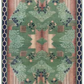 Chinese Art Deco Vintage Floral Forest Green Hand-Knotted Wool Runner BB8713