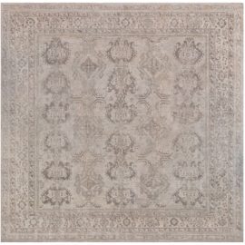 Oushak Turkish Antique Allover Geometric Classic Taupe Hand-Knotted Wool Rug – Circa 1930 BB8699