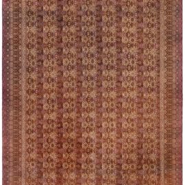 Exquisite Antique Amritsar Indian Floral Allover Warm Tan Hand-Knotted Wool Carpet – Circa 1900 BB8729